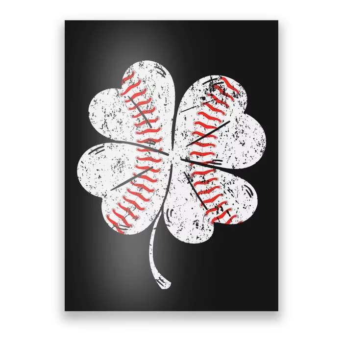 Baseball St Patties Shamrock St Patricks Day Poster