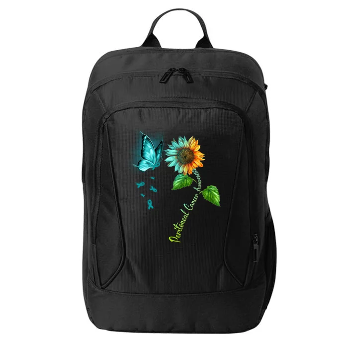 Butterfly Sunflower Peritoneal Cancer Awareness Gift City Backpack