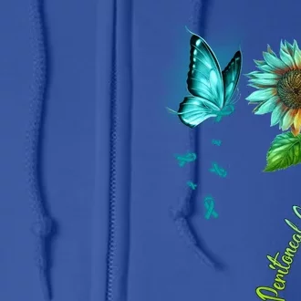 Butterfly Sunflower Peritoneal Cancer Awareness Gift Full Zip Hoodie