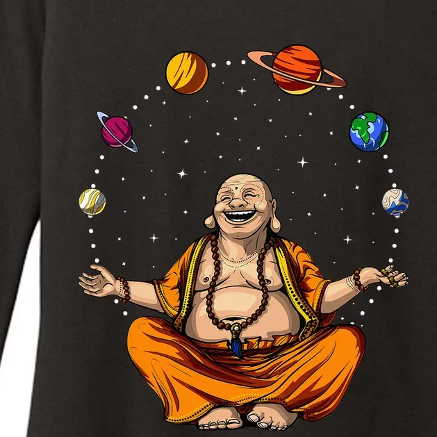 Buddha Space Planets Juggling Zen Yoga Meditation Womens CVC Long Sleeve Shirt