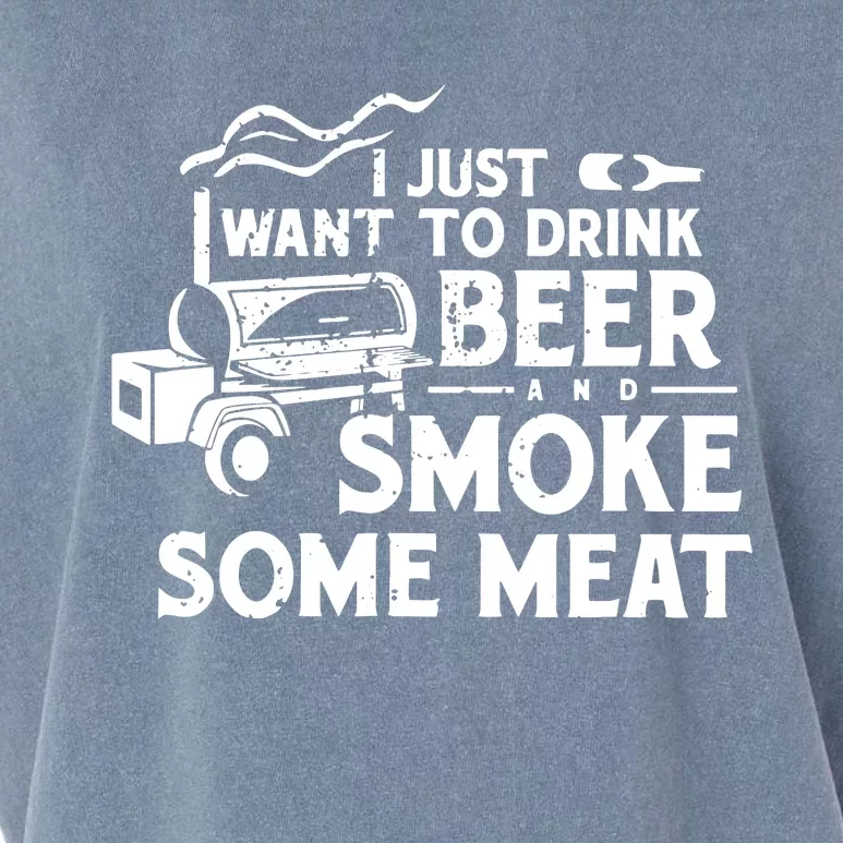 BBQ Smoking Pitmaster Drink Beer Smoke Meat Garment-Dyed Women's Muscle Tee