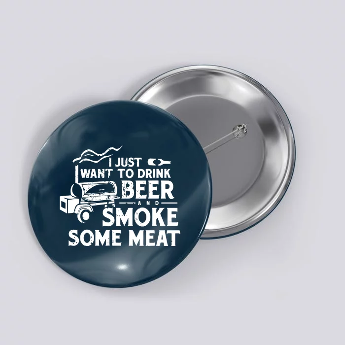 BBQ Smoking Pitmaster Drink Beer Smoke Meat Button