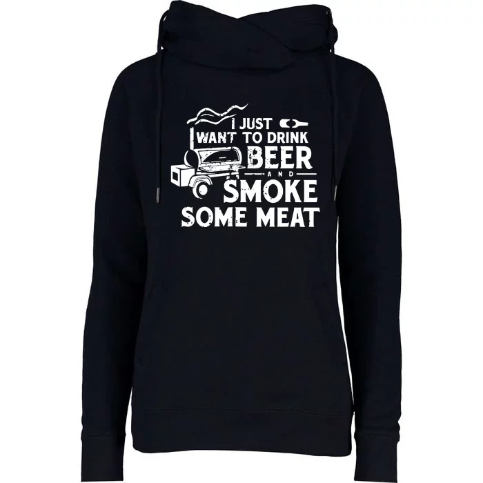 BBQ Smoking Pitmaster Drink Beer Smoke Meat Womens Funnel Neck Pullover Hood