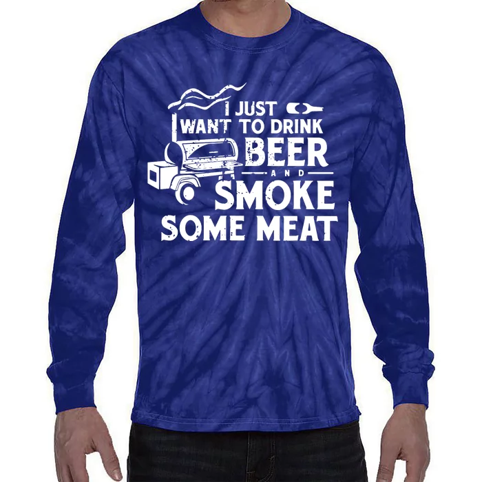 BBQ Smoking Pitmaster Drink Beer Smoke Meat Tie-Dye Long Sleeve Shirt