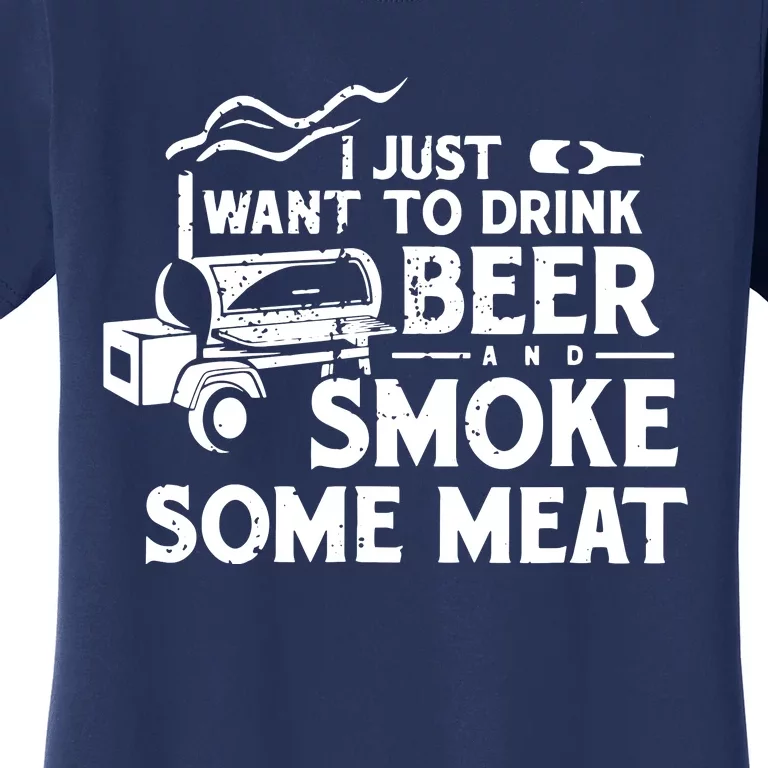 BBQ Smoking Pitmaster Drink Beer Smoke Meat Women's T-Shirt