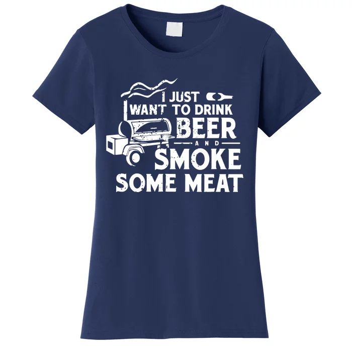 BBQ Smoking Pitmaster Drink Beer Smoke Meat Women's T-Shirt