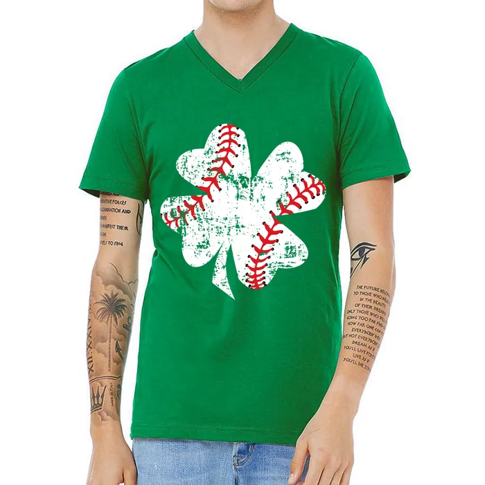 Baseball St Patricks Day, Shamrock, St Patricks Day, Funny St Patricks Day V-Neck T-Shirt