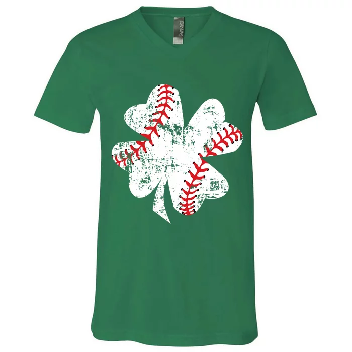 Baseball St Patricks Day, Shamrock, St Patricks Day, Funny St Patricks Day V-Neck T-Shirt