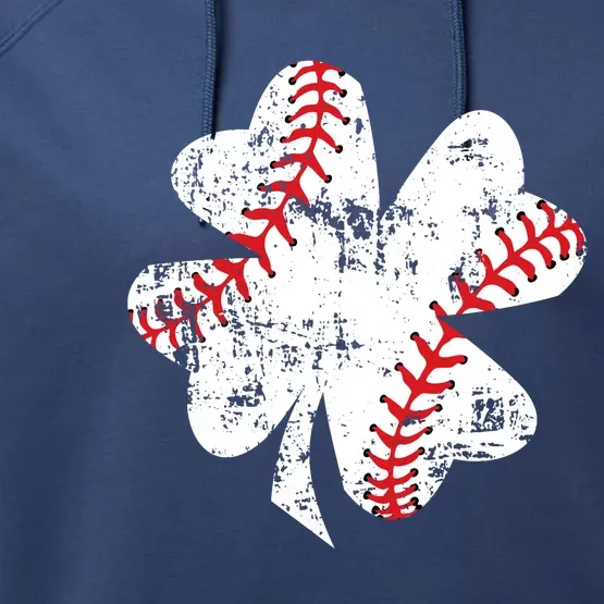 Baseball St Patricks Day, Shamrock, St Patricks Day, Funny St Patricks Day Performance Fleece Hoodie