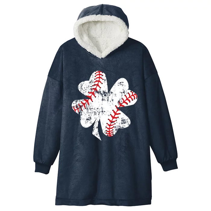 Baseball St Patricks Day, Shamrock, St Patricks Day, Funny St Patricks Day Hooded Wearable Blanket