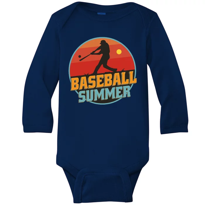 Baseball Summer Player Baby Long Sleeve Bodysuit