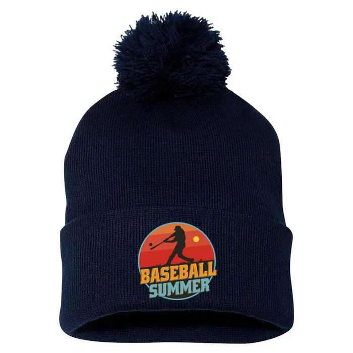 Baseball Summer Player Pom Pom 12in Knit Beanie