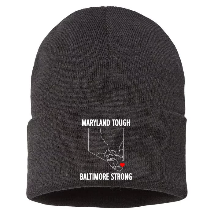 Baltimore Strong Pray For Baltimore Sustainable Knit Beanie