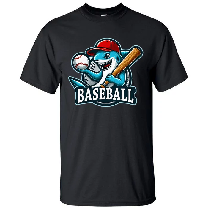 Baseball Shark Playing Baseball Tall T-Shirt