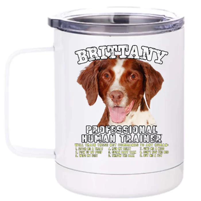 Brittany Spaniel Professional Human Trainer Cute Dog Front & Back 12oz Stainless Steel Tumbler Cup