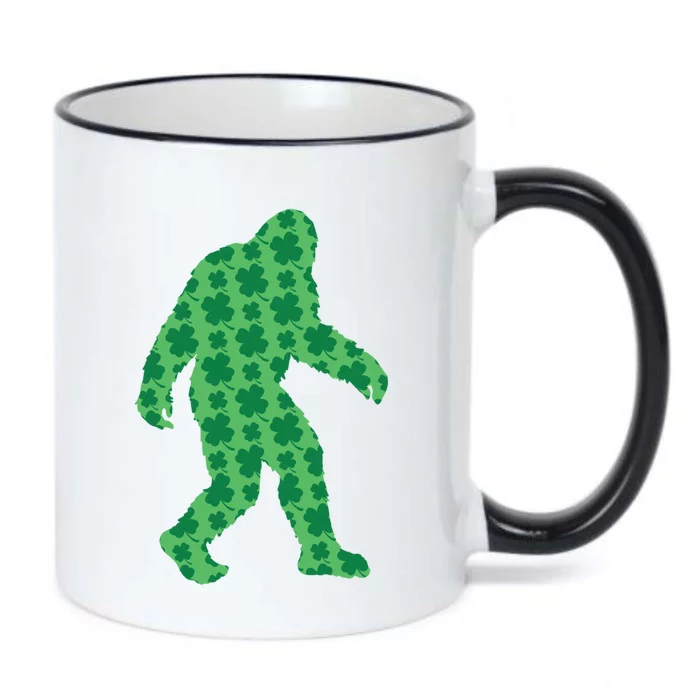 Bigfoot St Patrick's Day 4 Leaf Clover Sasquatch Graphic Gift Black Color Changing Mug