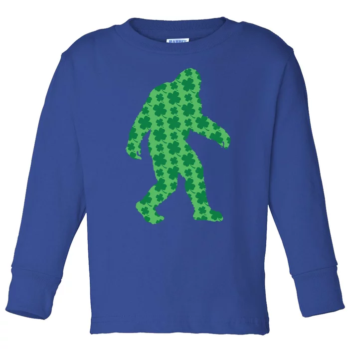 Bigfoot St Patrick's Day 4 Leaf Clover Sasquatch Graphic Gift Toddler Long Sleeve Shirt