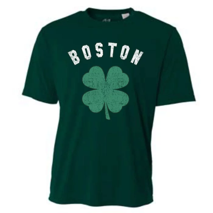 Boston ST PATRICKS DAY Four Leaf Clover Massachusetts Irish Green Shamrock Cooling Performance Crew T-Shirt