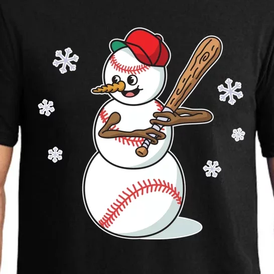 Baseball Snow Player Funny Christmas Batter Pitcher Funny Gift Pajama Set