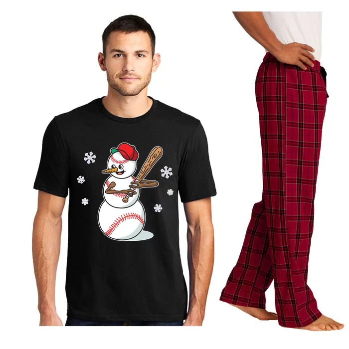 Baseball Snow Player Funny Christmas Batter Pitcher Funny Gift Pajama Set