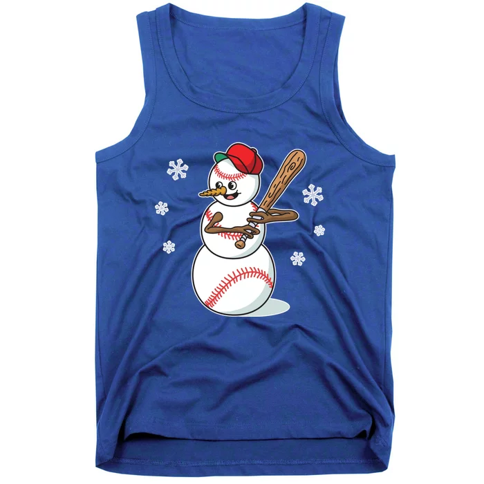 Baseball Snow Player Funny Christmas Batter Pitcher Funny Gift Tank Top