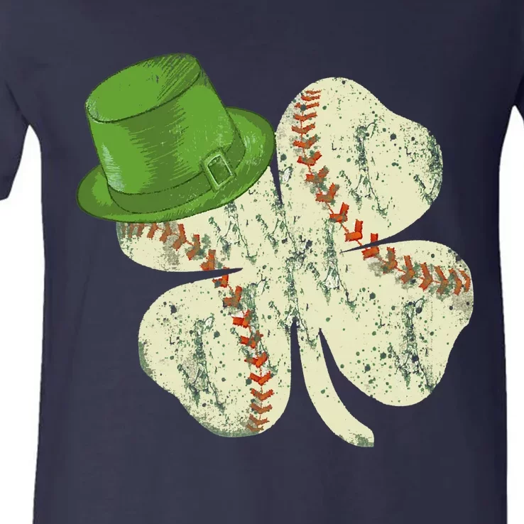 Baseball St Patricks Day Ball Leprechaun Catcher V-Neck T-Shirt