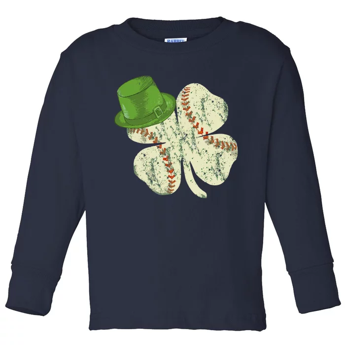 Baseball St Patricks Day Ball Leprechaun Catcher Toddler Long Sleeve Shirt