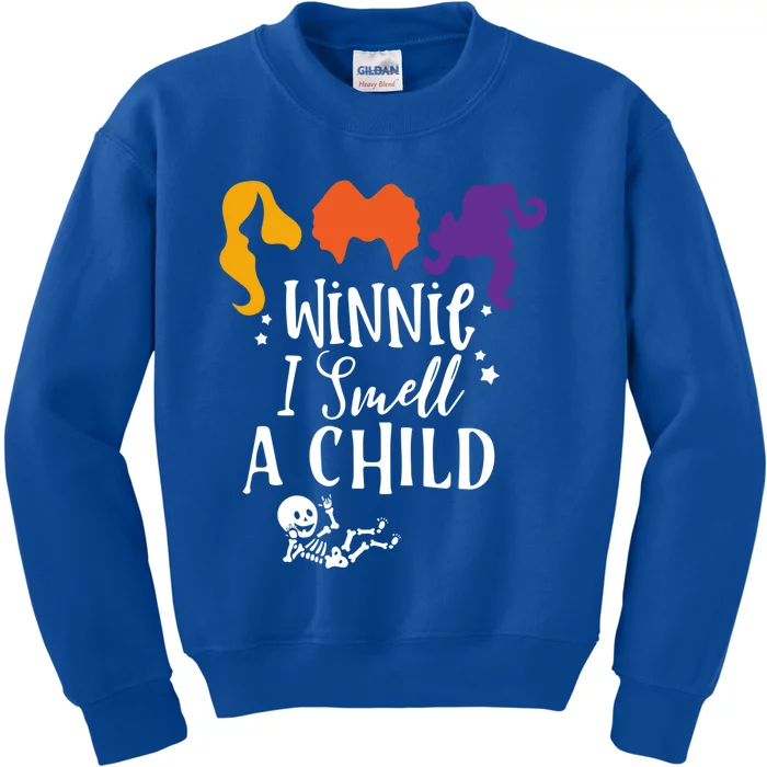 Baby Skeleton Pregnancy Halloween Winnie I Smell A Gift Kids Sweatshirt