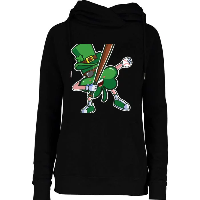 Baseball St Patricks Day Catcher Pitcher Shamrock Womens Funnel Neck Pullover Hood