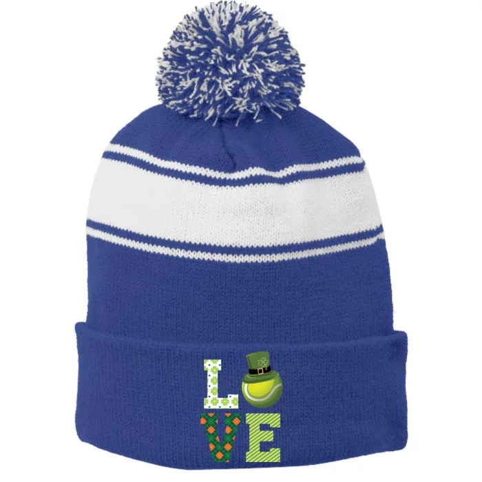 Basketball St Patrick's Day Tennis Lover Gift Stripe Pom Pom Beanie