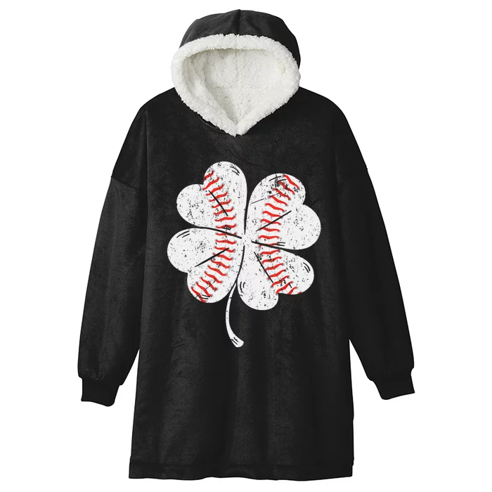 Baseball St Patties Shamrock St Patricks Day Hooded Wearable Blanket