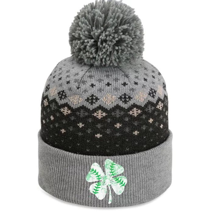 Baseball St Patricks Day Catcher Pitcher Shamrock The Baniff Cuffed Pom Beanie