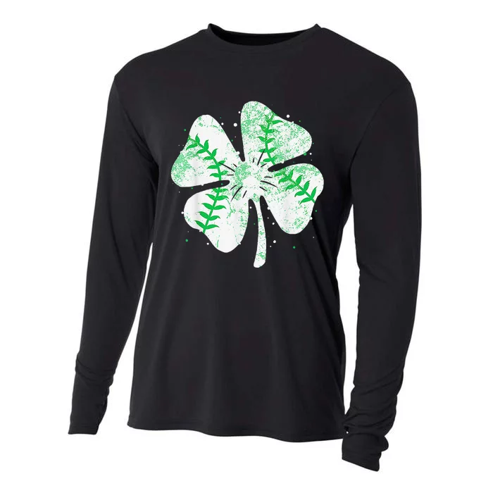 Baseball St Patricks Day Catcher Pitcher Shamrock Cooling Performance Long Sleeve Crew