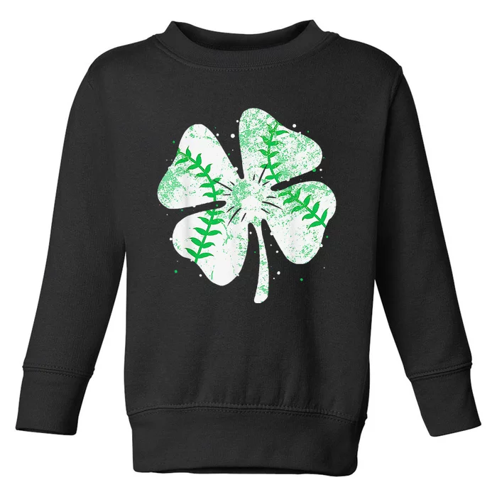 Baseball St Patricks Day Catcher Pitcher Shamrock Toddler Sweatshirt