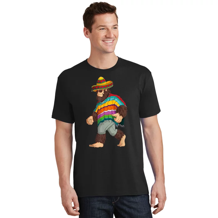 Bigfoot Sasquatch Poncho Cinco De Mayo Men Sombrero T-Shirt