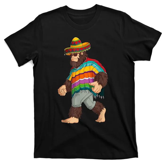 Bigfoot Sasquatch Poncho Cinco De Mayo Men Sombrero T-Shirt