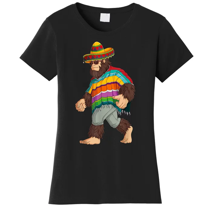 Bigfoot Sasquatch Poncho Cinco De Mayo Men Sombrero Women's T-Shirt