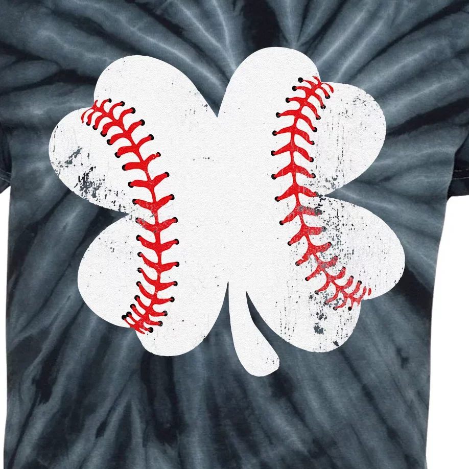 Baseball St Patricks Day Shamrock Catcher Pitcher Gift Kids Tie-Dye T-Shirt