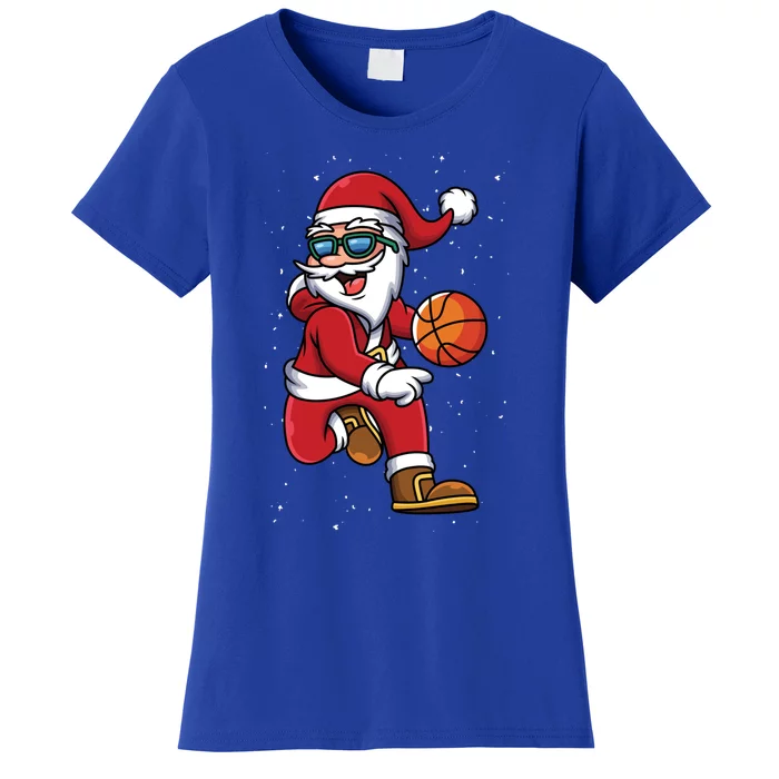 Basketball Santa Playing Christmas Boys Sports Xmas Gift Women's T-Shirt