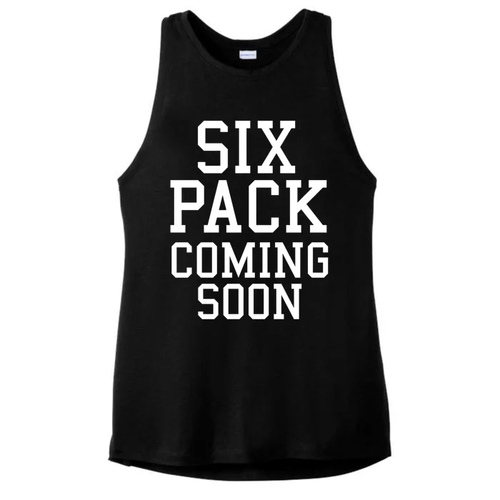 Backprint Six Pack Coming Soon Funny Gift Ladies Tri-Blend Wicking Tank