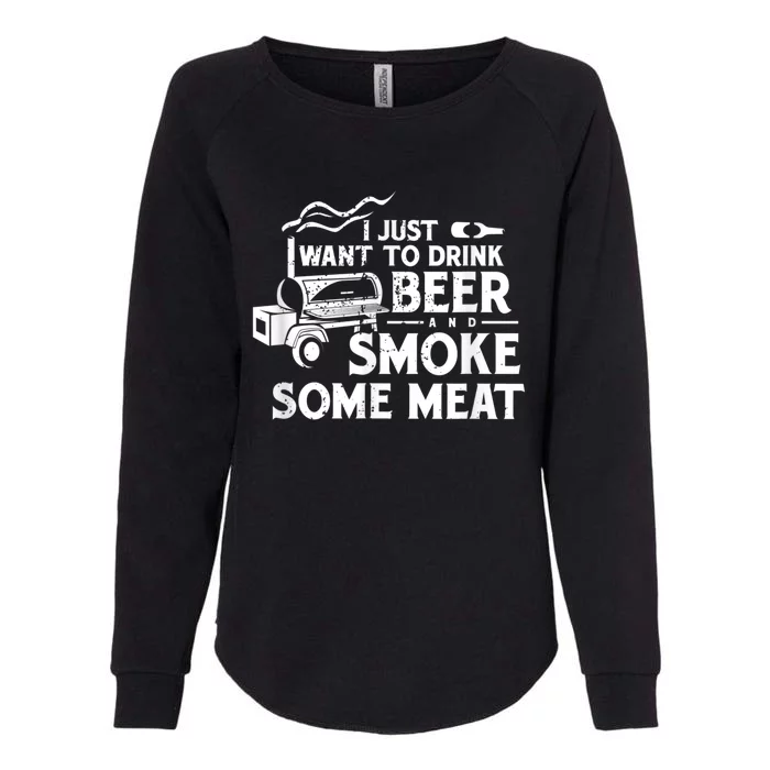 BBQ Smoking Pitmaster Drink Beer Smoke Meat Womens California Wash Sweatshirt