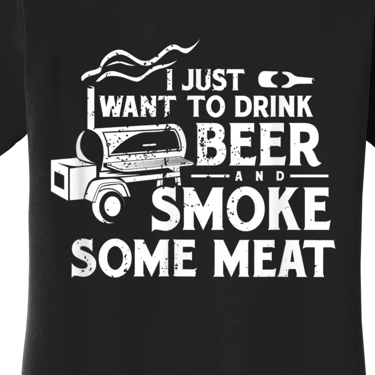 BBQ Smoking Pitmaster Drink Beer Smoke Meat Women's T-Shirt