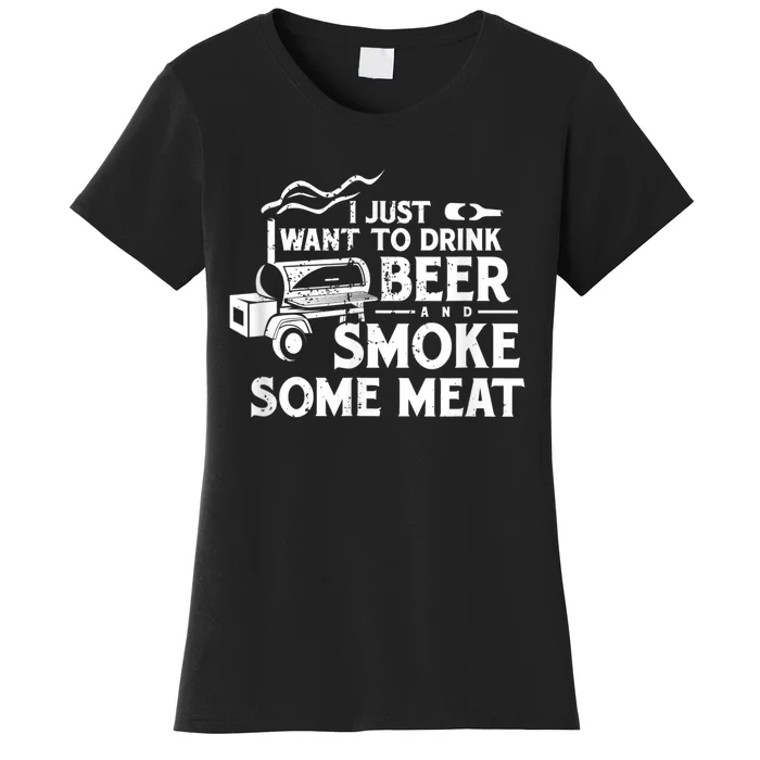 BBQ Smoking Pitmaster Drink Beer Smoke Meat Women's T-Shirt