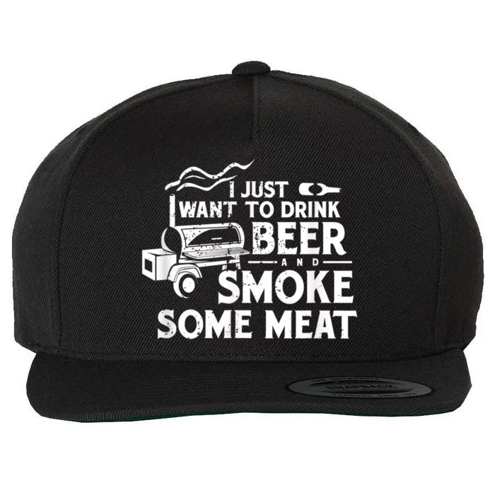 BBQ Smoking Pitmaster Drink Beer Smoke Meat Wool Snapback Cap