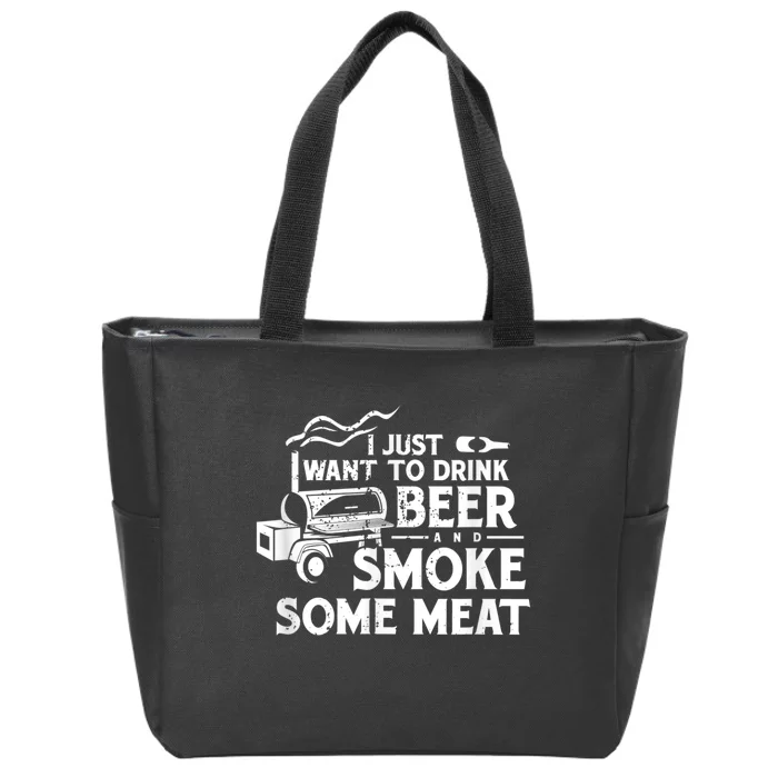 BBQ Smoking Pitmaster Drink Beer Smoke Meat Zip Tote Bag