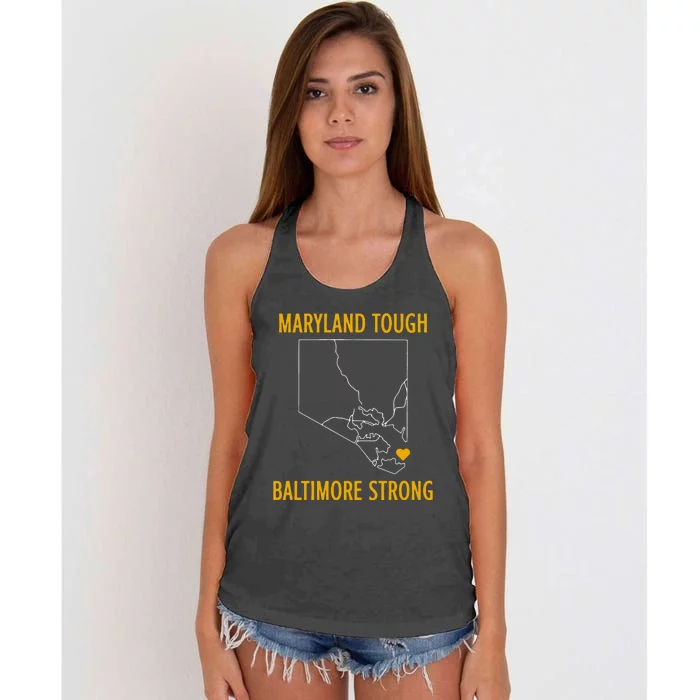 Baltimore Strong Pray For Baltimore Women's Knotted Racerback Tank