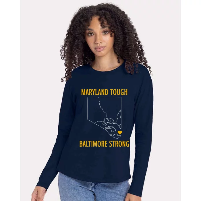 Baltimore Strong Pray For Baltimore Womens Cotton Relaxed Long Sleeve T-Shirt