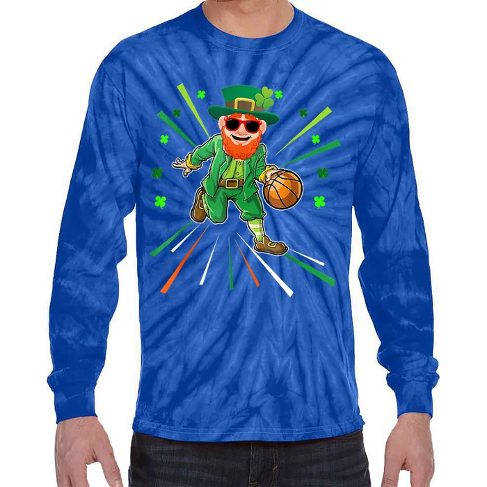 Basketball St Patricks Day Leprechaun Gift Tie-Dye Long Sleeve Shirt