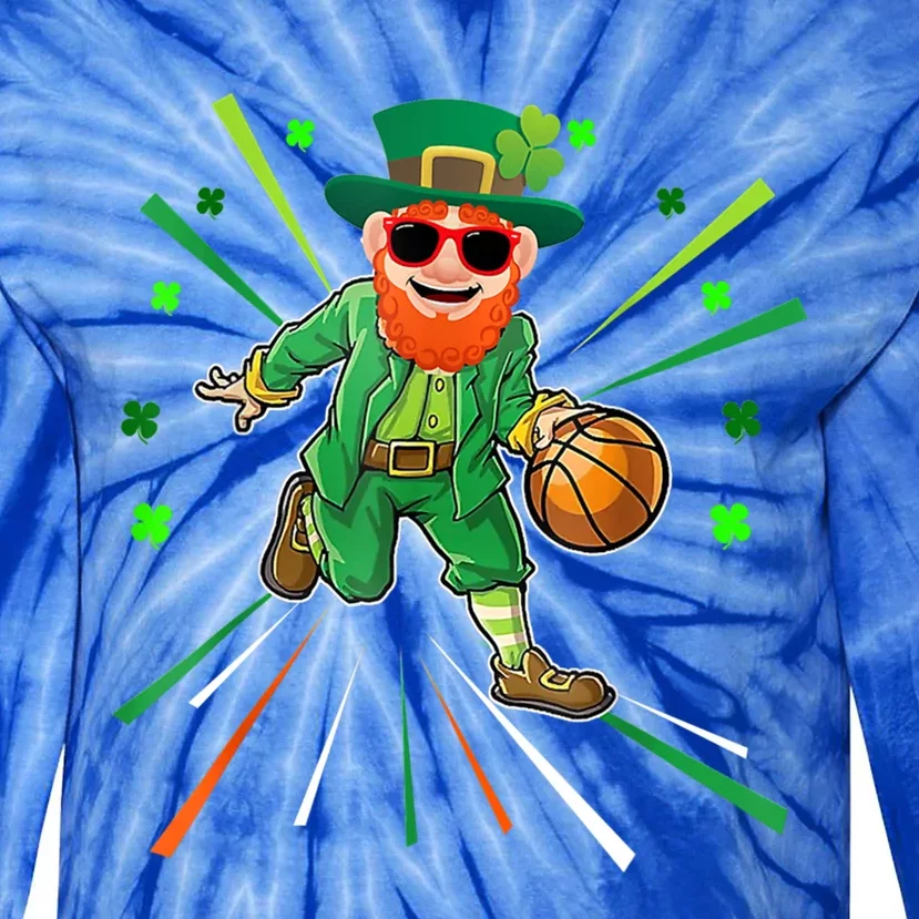 Basketball St Patricks Day Leprechaun Gift Tie-Dye Long Sleeve Shirt