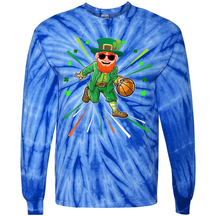 Basketball St Patricks Day Leprechaun Gift Tie-Dye Long Sleeve Shirt